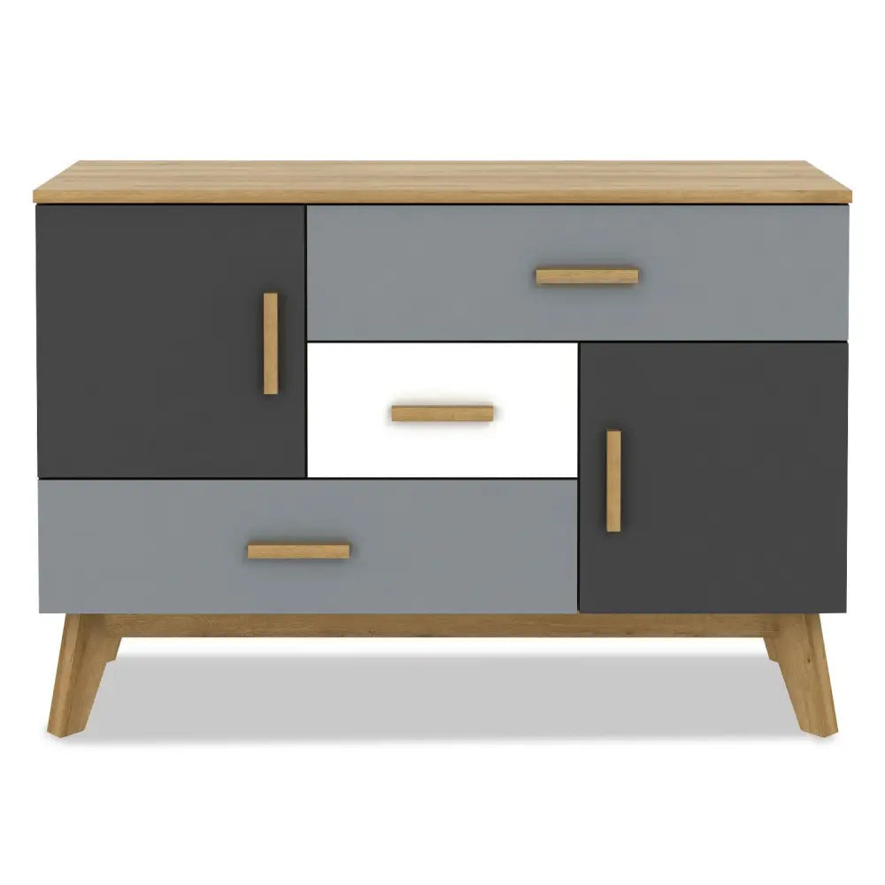 Free-standing Storage Floor Cabinet with 2 Doors and 3 Drawers - Natural - Cabinets & Chests