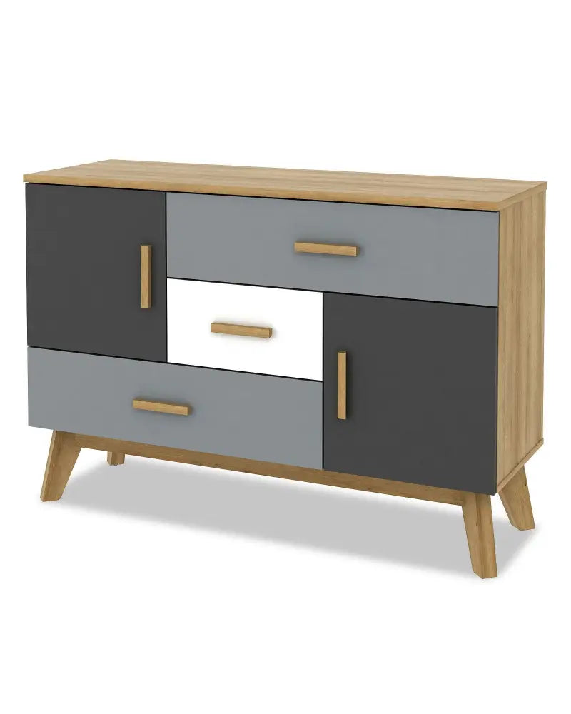 Free-standing Storage Floor Cabinet with 2 Doors and 3 Drawers - Natural - Cabinets & Chests