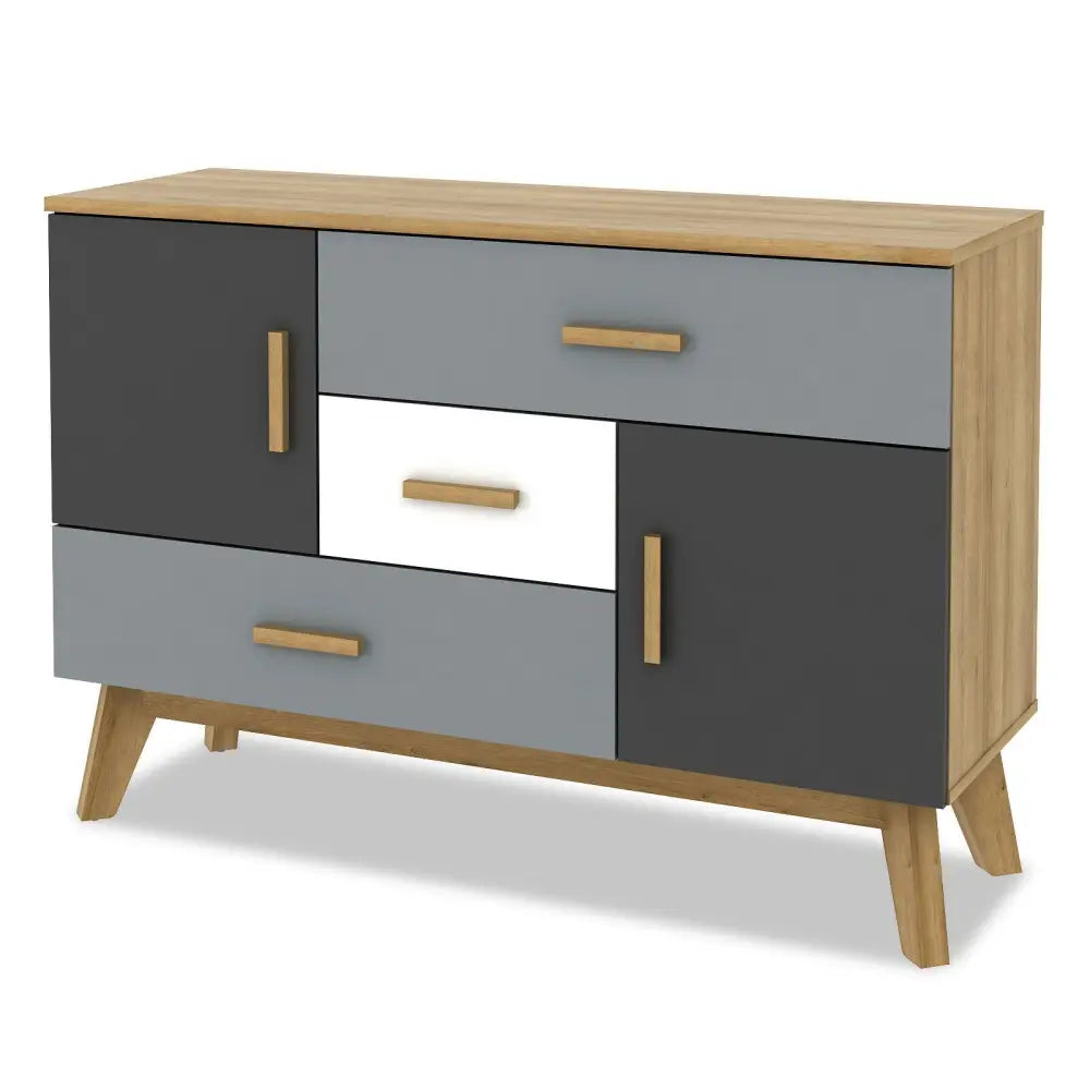 Free-standing Storage Floor Cabinet with 2 Doors and 3 Drawers - Natural - Cabinets & Chests
