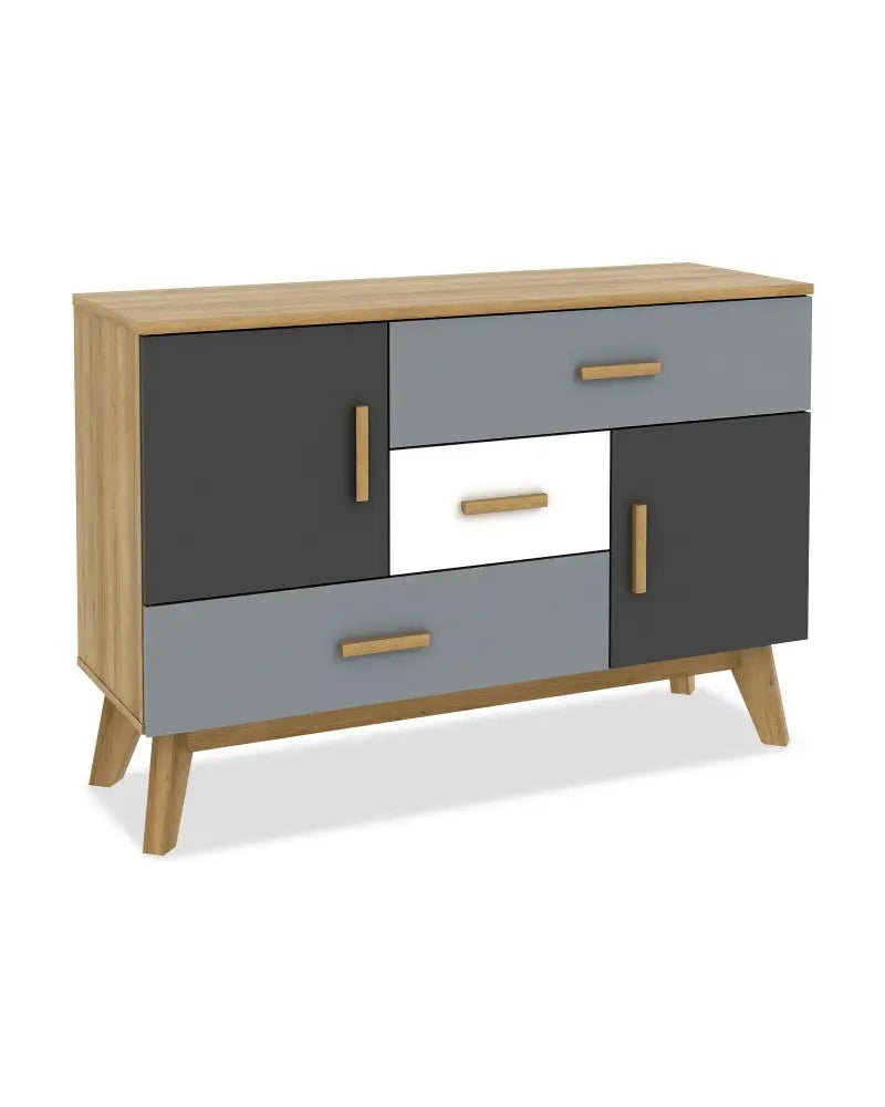 Free-standing Storage Floor Cabinet with 2 Doors and 3 Drawers - Natural - Cabinets & Chests