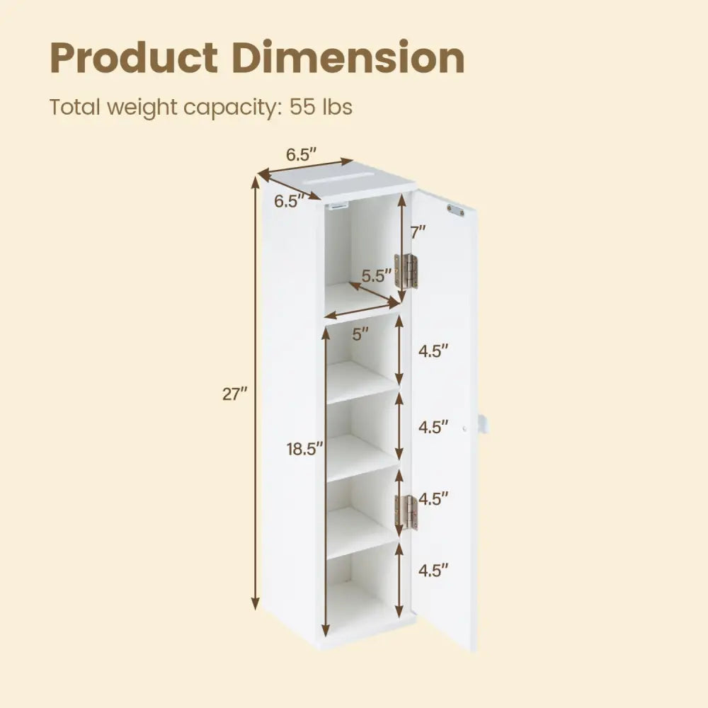 Free Standing Toilet Paper Holder with 4 Shelves and Top Slot for Bathroom-White - White - Floor Cabinets