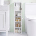 Free Standing Toilet Paper Holder with 4 Shelves and Top Slot for Bathroom-White - White - Floor Cabinets