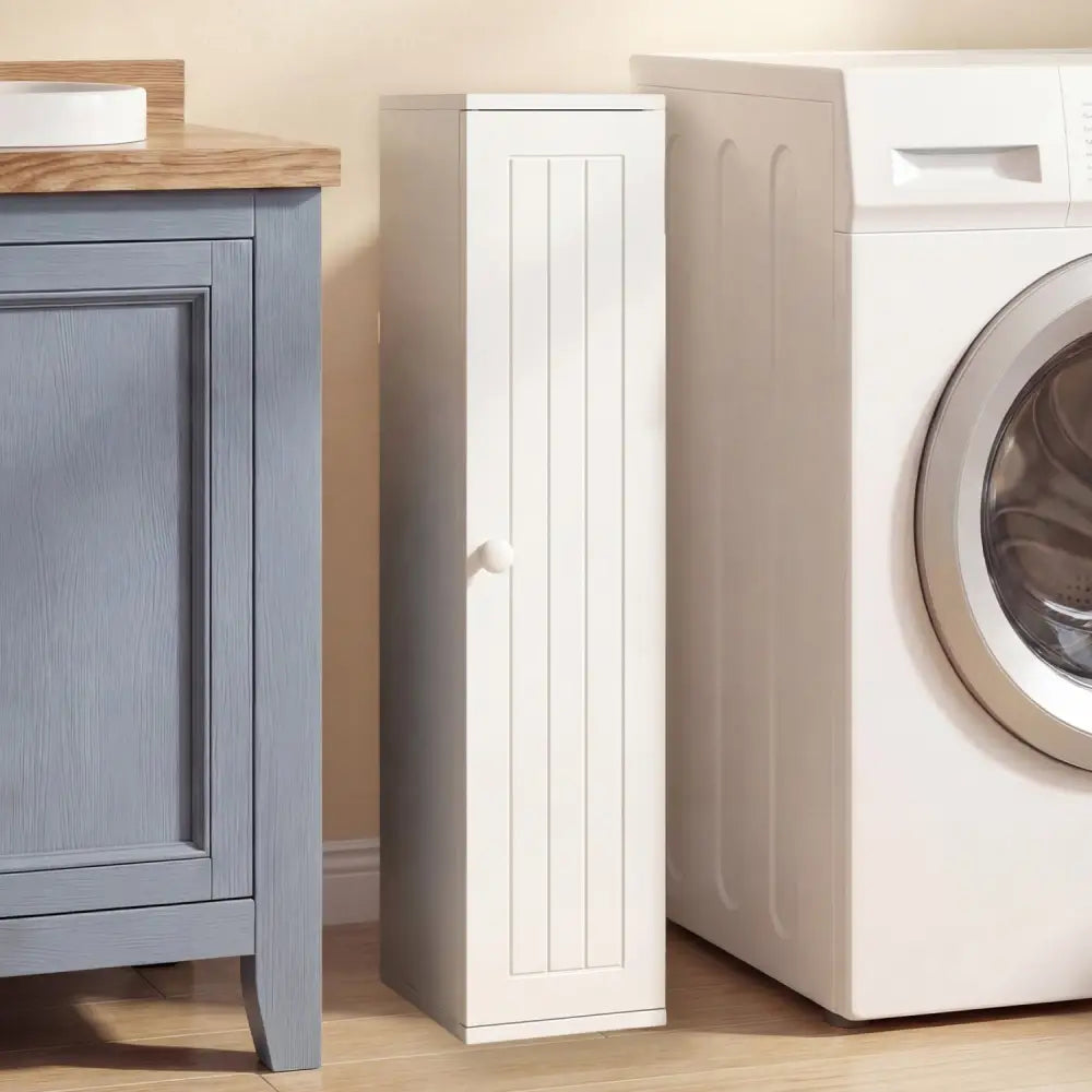 Free Standing Toilet Paper Holder with 4 Shelves and Top Slot for Bathroom-White - White - Floor Cabinets
