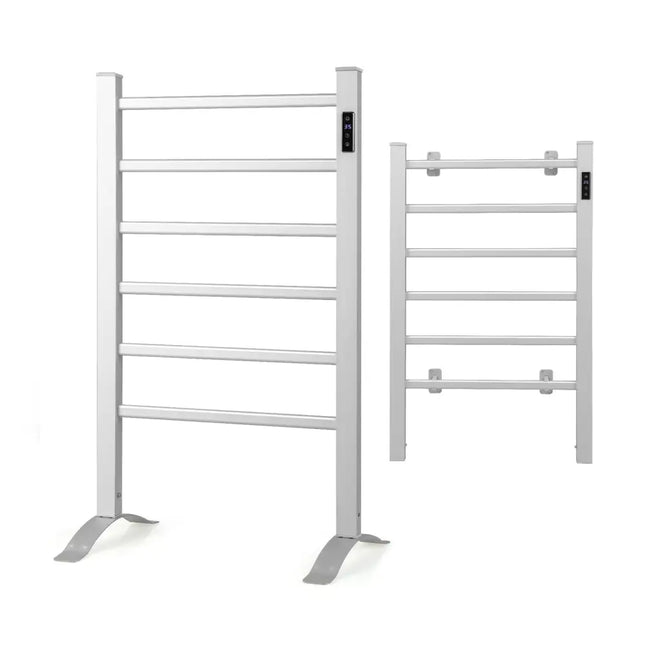 Freestanding and Wall-mounted 6 Bars Towel Warmer with Timer and LED Display - Towel Racks