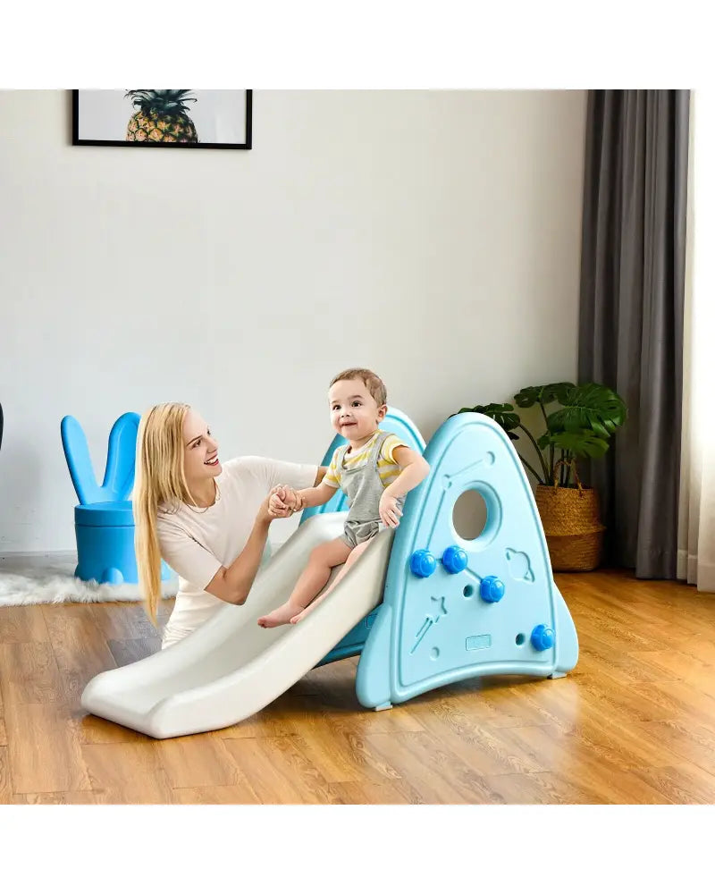 Freestanding Baby Slide Indoor First Play Climber Slide Set for Boys Girls-Blue - Blue - Climbers & Slides