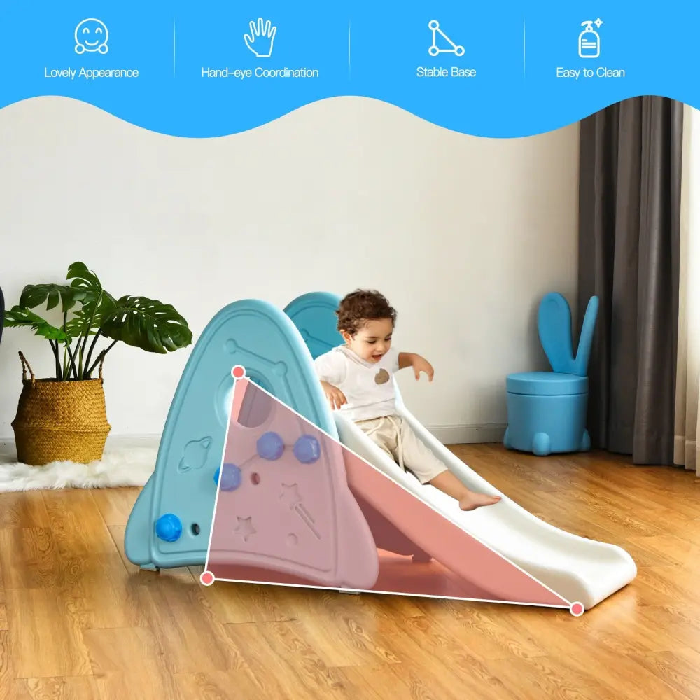 Freestanding Baby Slide Indoor First Play Climber Slide Set for Boys Girls-Blue - Blue - Climbers & Slides
