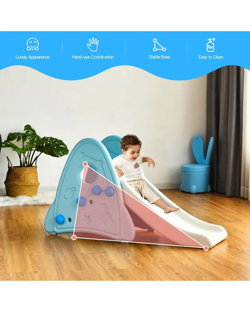 Freestanding Baby Slide Indoor First Play Climber Slide Set for Boys Girls-Blue - Blue - Climbers & Slides