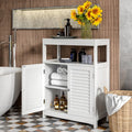 Freestanding Bathroom Floor Cabinet with Double Shutter Doors-White - White - Floor Cabinets