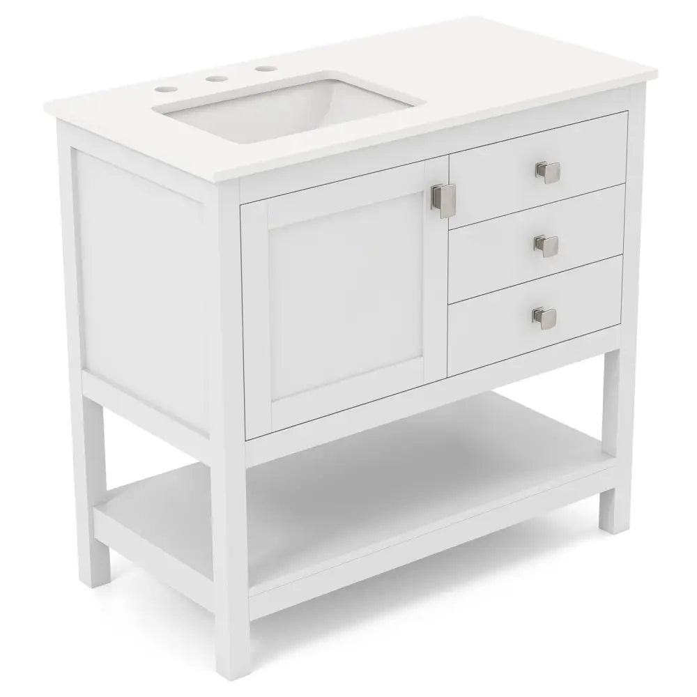 Freestanding Bathroom Vanity Unit with Basin Floor Storage Cabinet-White - White - Floor Cabinets