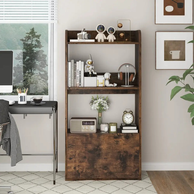 Freestanding Bookshelf with 3-Tier Open Shelf-Rustic Brown - Rustic Brown - Bookcases