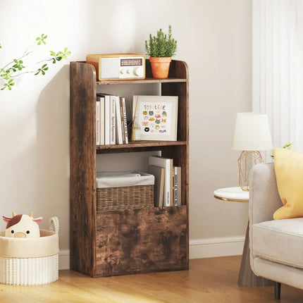 Freestanding Bookshelf with 3-Tier Open Shelf-Rustic Brown - Rustic Brown - Bookcases