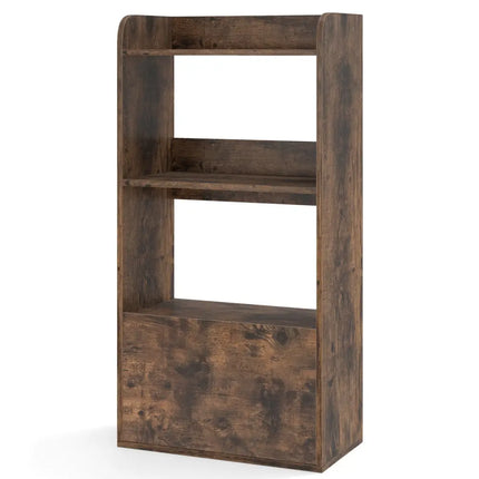Freestanding Bookshelf with 3-Tier Open Shelf-Rustic Brown - Rustic Brown - Bookcases