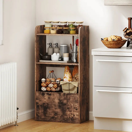 Freestanding Bookshelf with 3-Tier Open Shelf-Rustic Brown - Rustic Brown - Bookcases