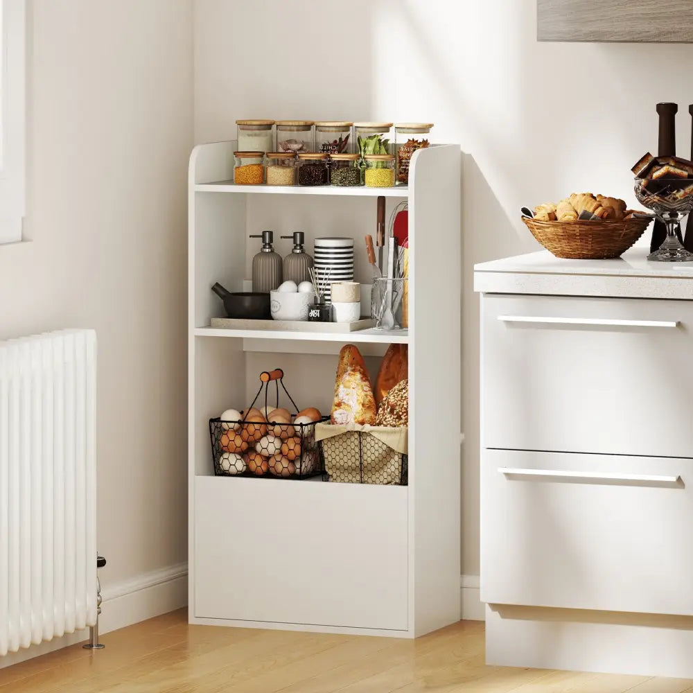 Freestanding Bookshelf with 3-Tier Open Shelf-White - White - Bookcases