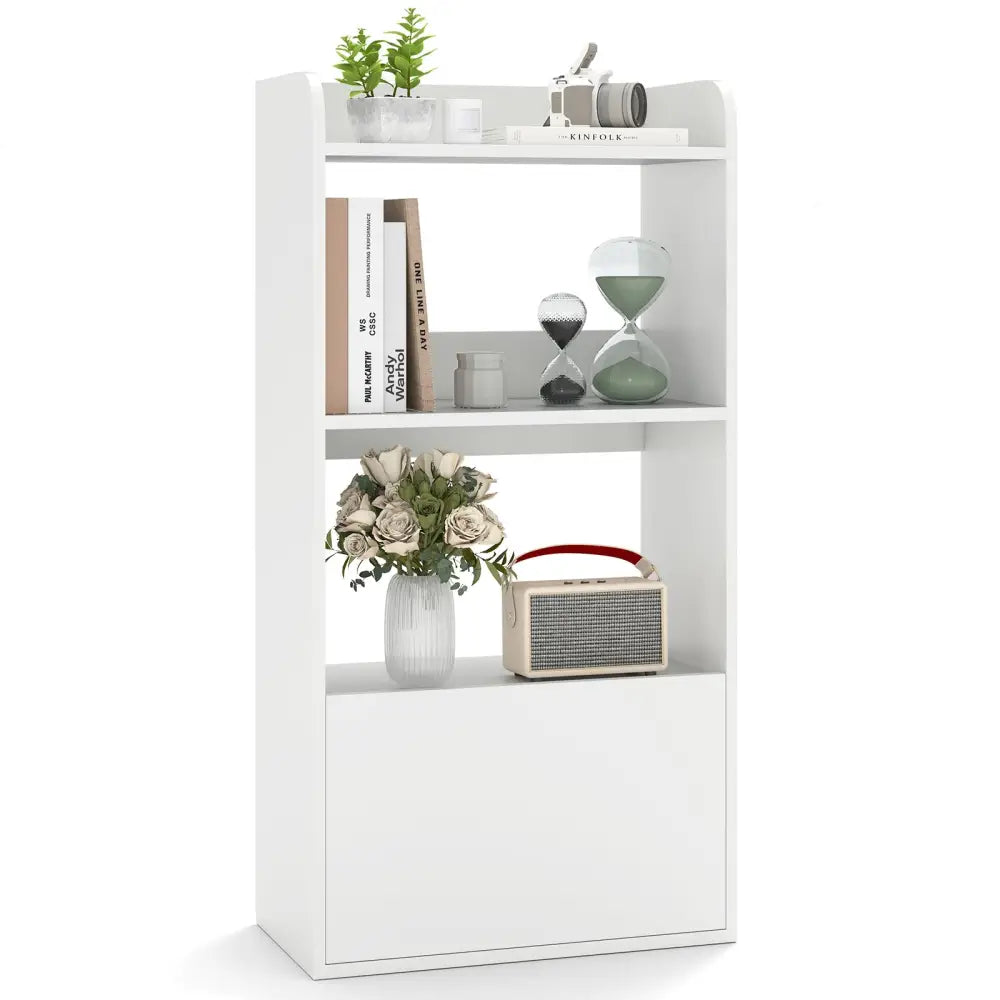 Freestanding Bookshelf with 3-Tier Open Shelf-White - White - Bookcases