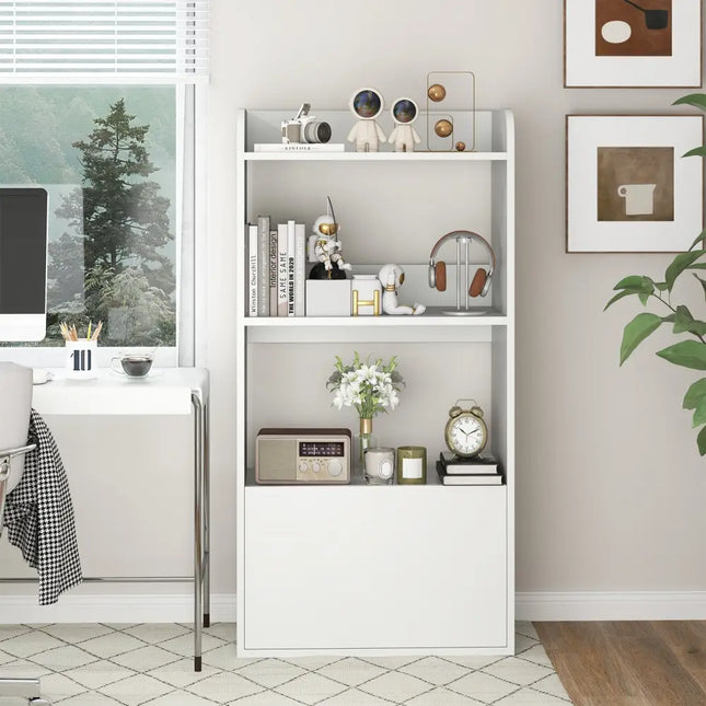 Freestanding Bookshelf with 3-Tier Open Shelf-White - White - Bookcases