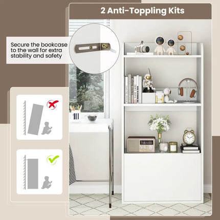 Freestanding Bookshelf with 3-Tier Open Shelf-White - White - Bookcases