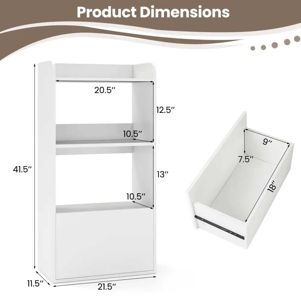 Freestanding Bookshelf with 3-Tier Open Shelf-White - White - Bookcases