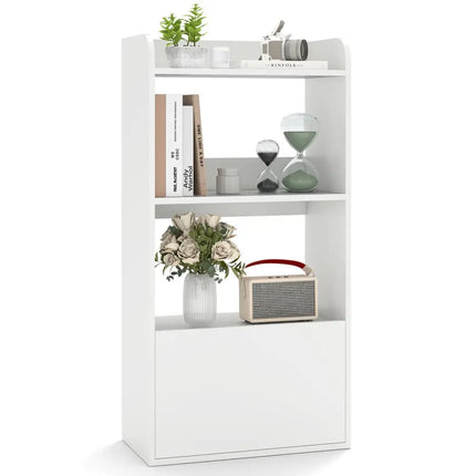Freestanding Bookshelf with 3-Tier Open Shelf-White - White - Bookcases