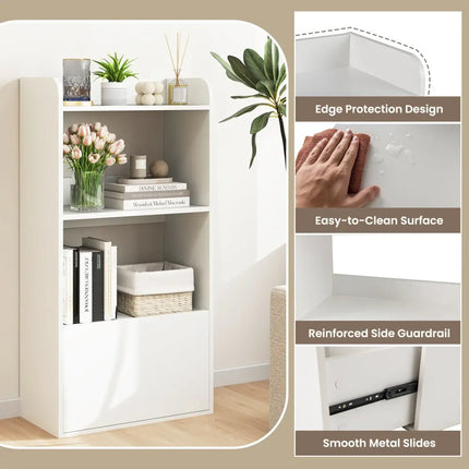 Freestanding Bookshelf with 3-Tier Open Shelf-White - White - Bookcases