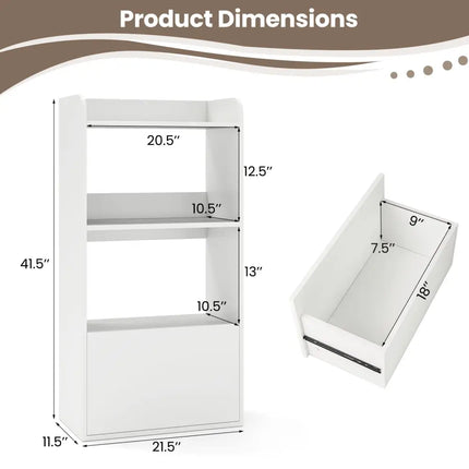 Freestanding Bookshelf with 3-Tier Open Shelf-White - White - Bookcases
