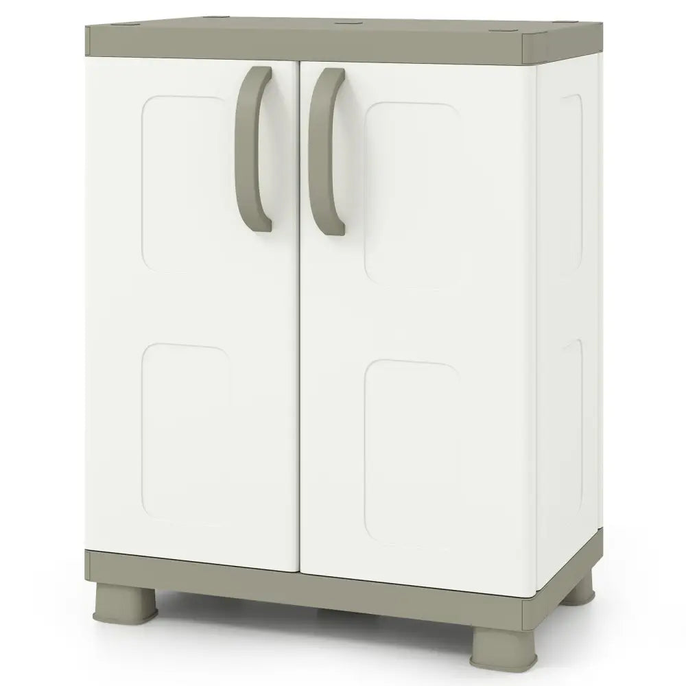 Freestanding Buffet Cabinet Sideboard with 2 Doors and Adjustable Shelves for Kitchen and Garage-Beige - Beige
