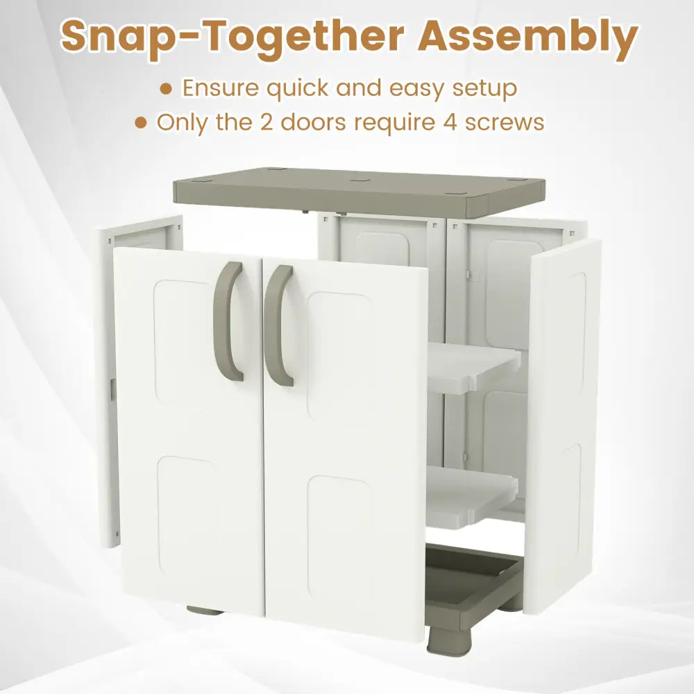 Freestanding Buffet Cabinet Sideboard with 2 Doors and Adjustable Shelves for Kitchen and Garage-Beige - Beige