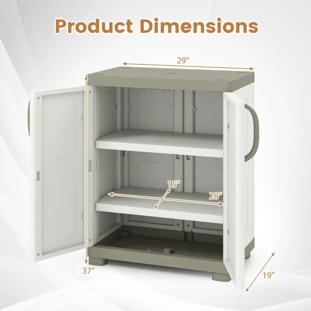 Freestanding Buffet Cabinet Sideboard with 2 Doors and Adjustable Shelves for Kitchen and Garage-Beige - Beige