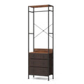 Freestanding Closet Organizer with 3-position Hanging Rod and Storage Shelves-Brown - Brown - Dressers & Chests