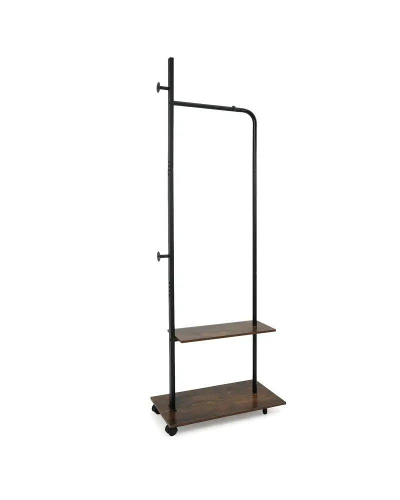 Freestanding Clothing Rack with Wheels and Storage Shelves for Entryway and Bedroom-Rustic Brown - Rustic Brown