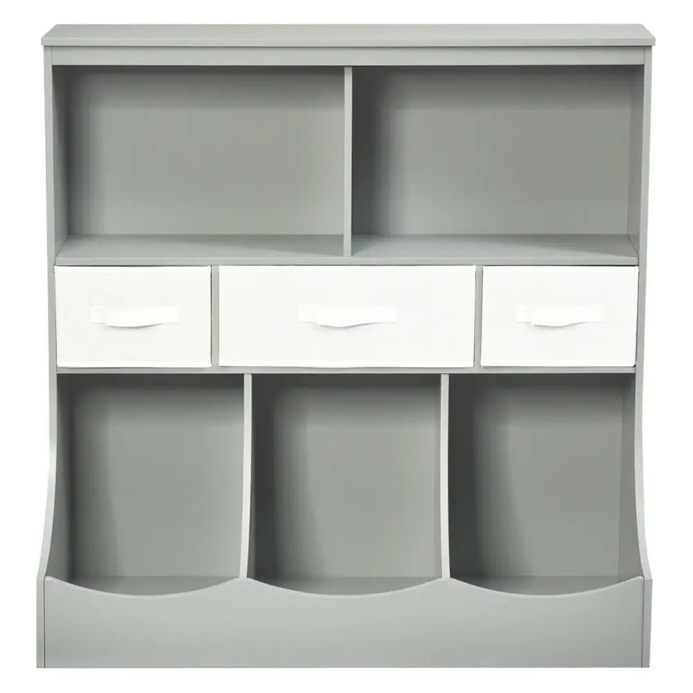 Freestanding Combo Cubby Bin Storage Organizer Unit W/3 Baskets-Gray - Gray - Kids Storage