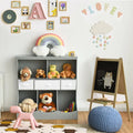 Freestanding Combo Cubby Bin Storage Organizer Unit W/3 Baskets-Gray - Gray - Kids Storage