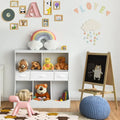 Freestanding Combo Cubby Bin Storage Organizer Unit W/3 Baskets-White - White - Kids Storage