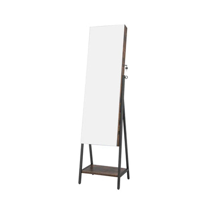Freestanding Jewelry Cabinet with Full-Length Mirror-Rustic Brown - Rustic Brown - Jewelry Armoires