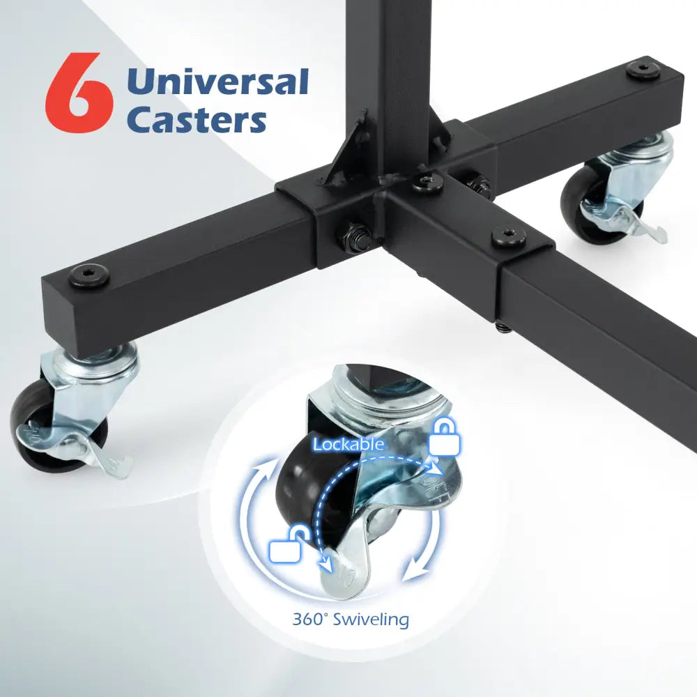 Freestanding Kayak Storage Rack with 6 Lockable Wheels-Black - Black - Surfing