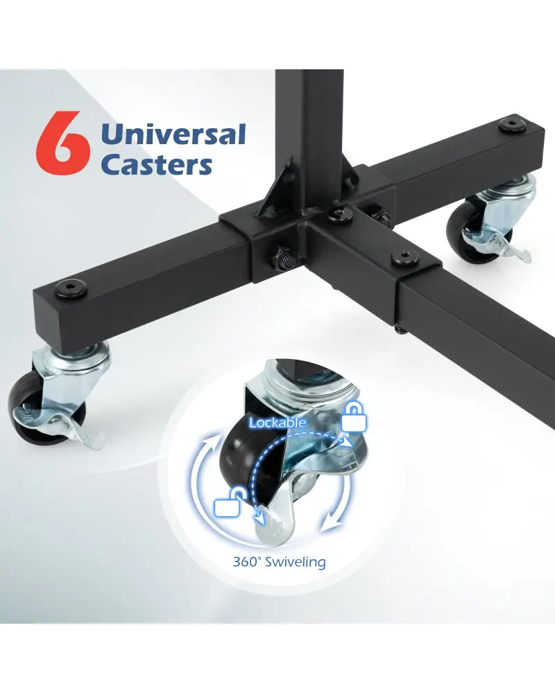 Freestanding Kayak Storage Rack with 6 Lockable Wheels-Black - Black - Surfing