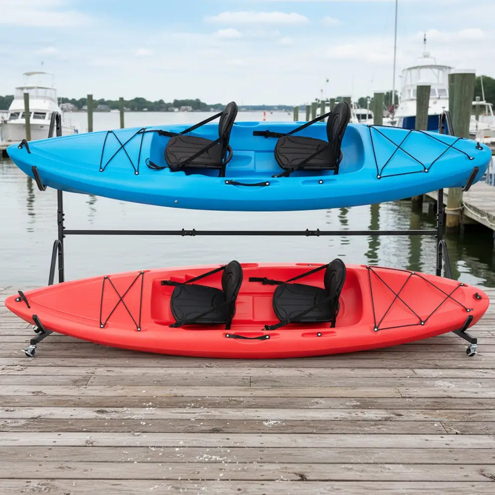 Freestanding Kayak Storage Rack with 6 Lockable Wheels-Black - Black - Surfing