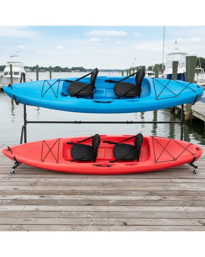 Freestanding Kayak Storage Rack with 6 Lockable Wheels-Black - Black - Surfing
