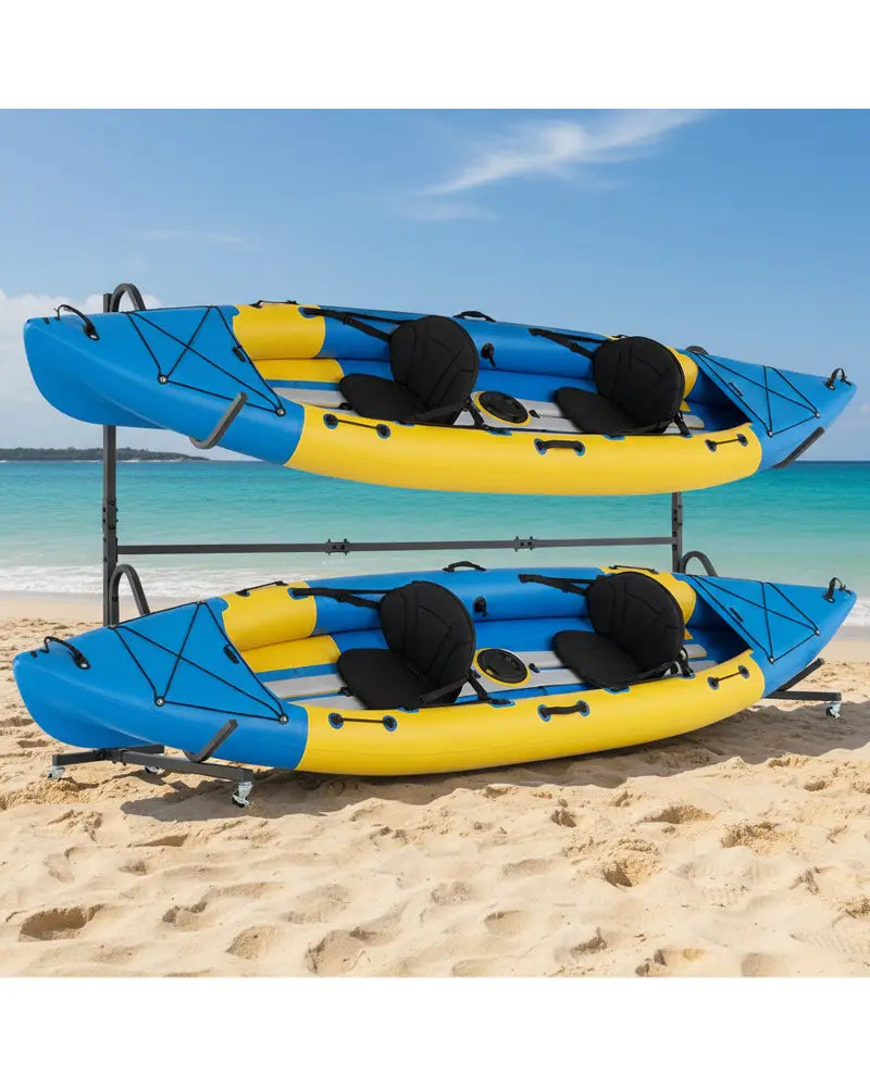 Freestanding Kayak Storage Rack with 6 Lockable Wheels-Black - Black - Surfing