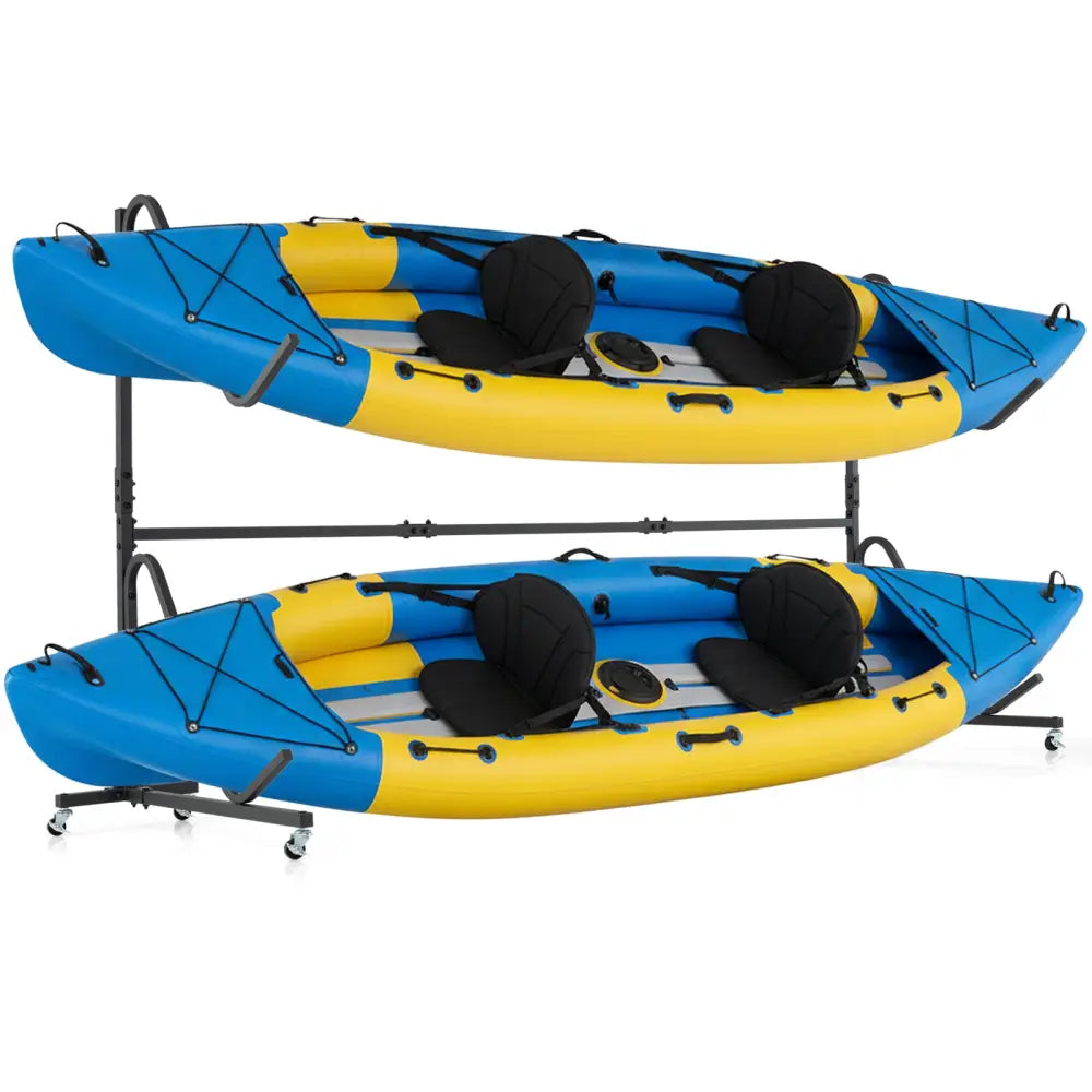 Freestanding Kayak Storage Rack with 6 Lockable Wheels-Black - Black - Surfing