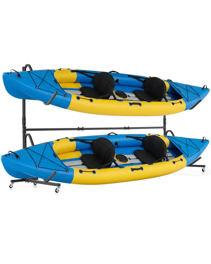 Freestanding Kayak Storage Rack with 6 Lockable Wheels-Black - Black - Surfing