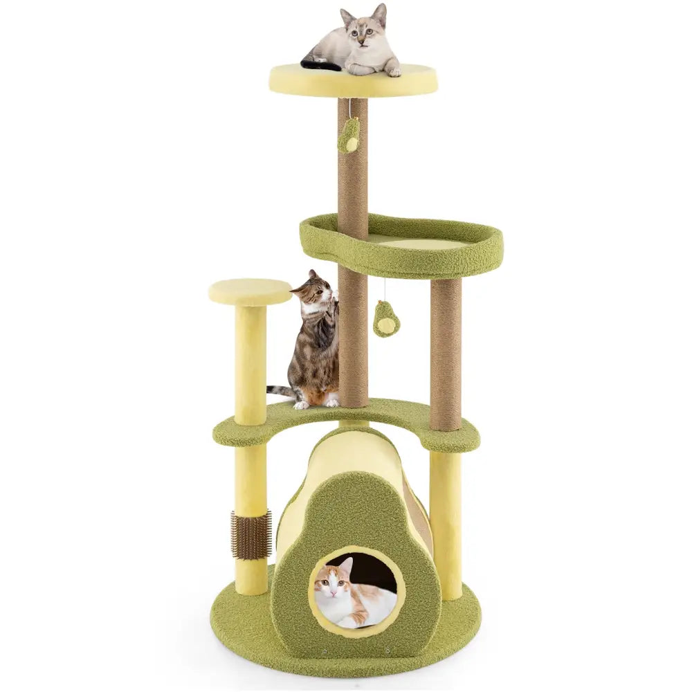 Freestanding Multi-level Avocado Cat Tower with Private Condo-Green - Green - Cat Trees Condos & Scratchers