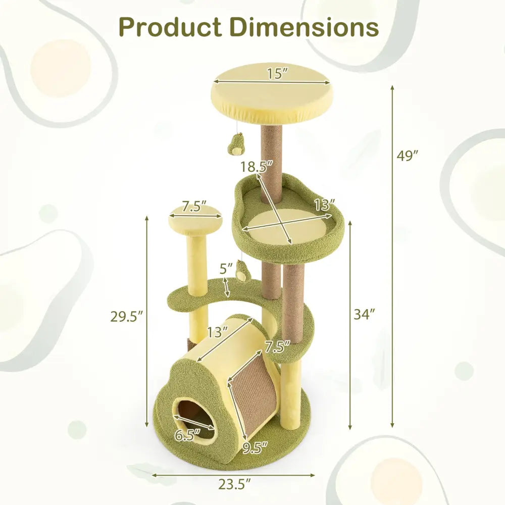 Freestanding Multi-level Avocado Cat Tower with Private Condo-Green - Green - Cat Trees Condos & Scratchers