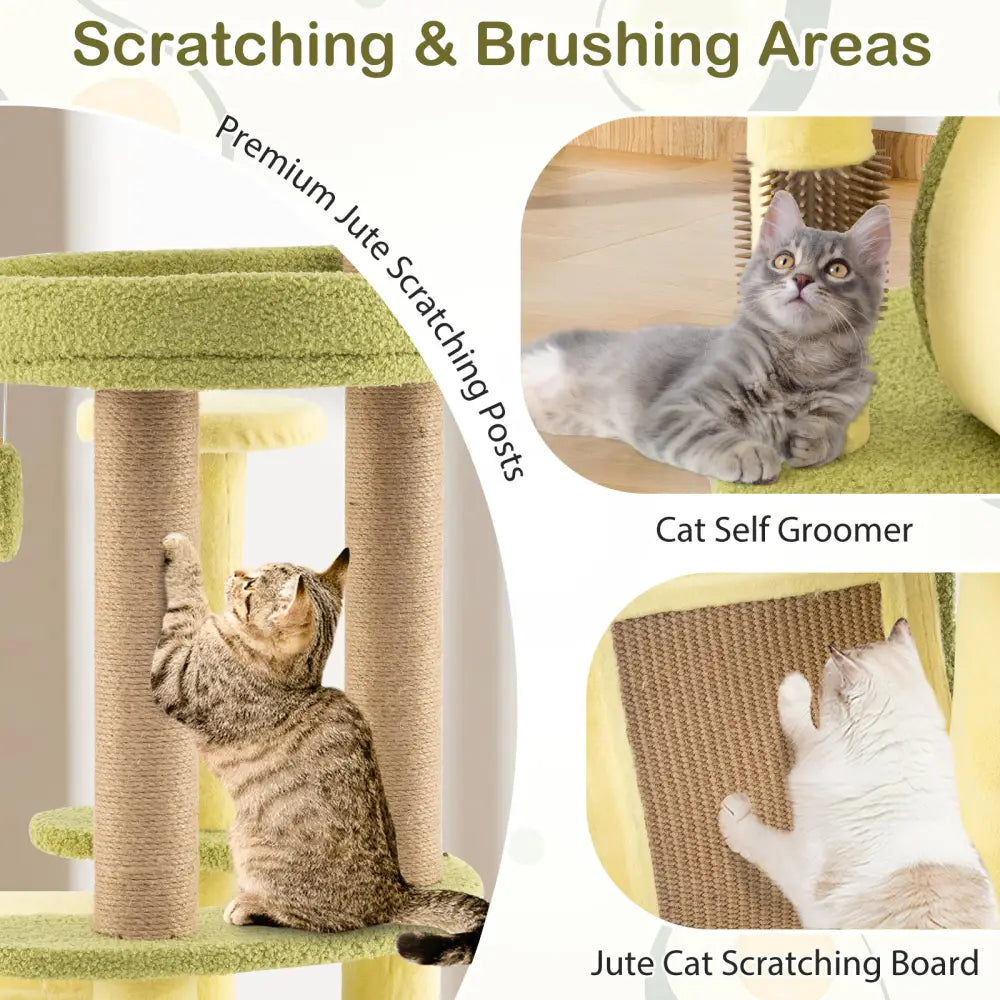 Freestanding Multi-level Avocado Cat Tower with Private Condo-Green - Green - Cat Trees Condos & Scratchers