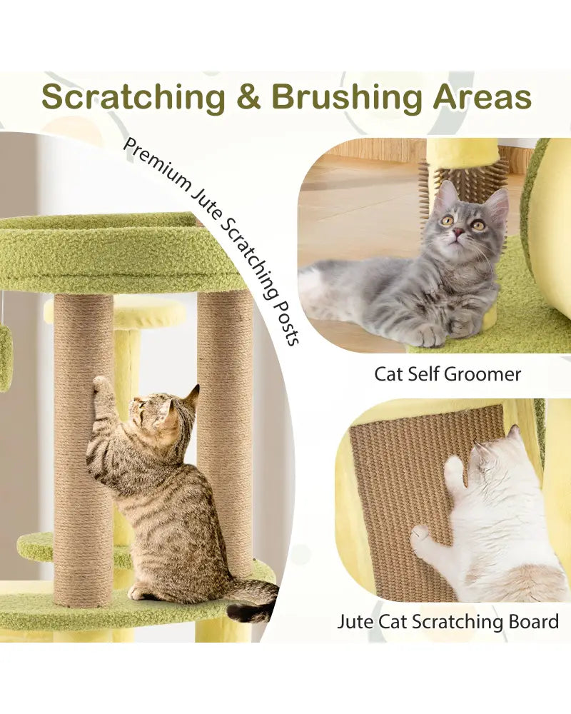 Freestanding Multi-level Avocado Cat Tower with Private Condo-Green - Green - Cat Trees Condos & Scratchers