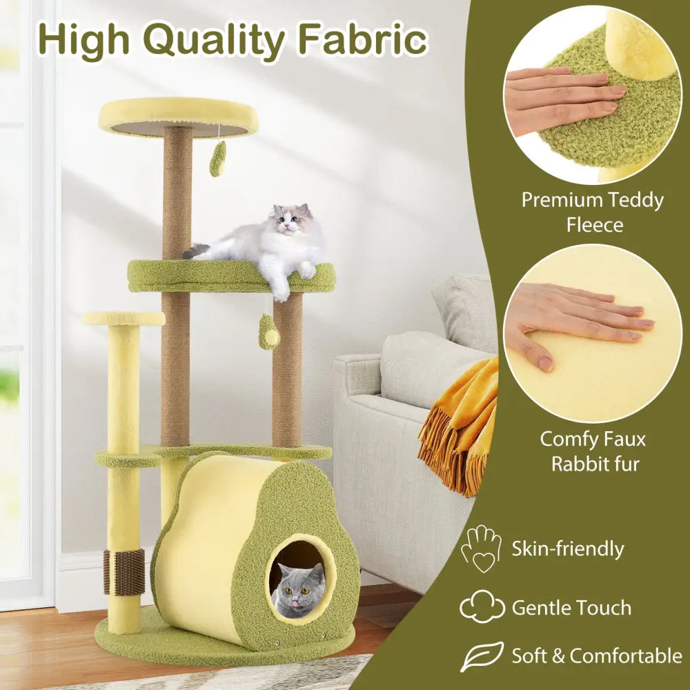 Freestanding Multi-level Avocado Cat Tower with Private Condo-Green - Green - Cat Trees Condos & Scratchers