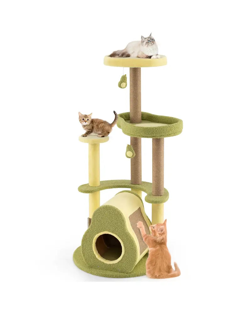 Freestanding Multi-level Avocado Cat Tower with Private Condo-Green - Green - Cat Trees Condos & Scratchers
