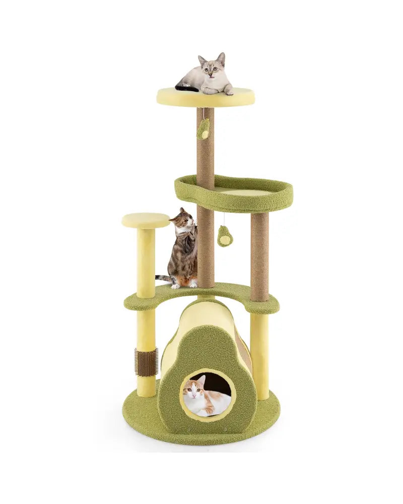 Freestanding Multi-level Avocado Cat Tower with Private Condo-Green - Green - Cat Trees Condos & Scratchers