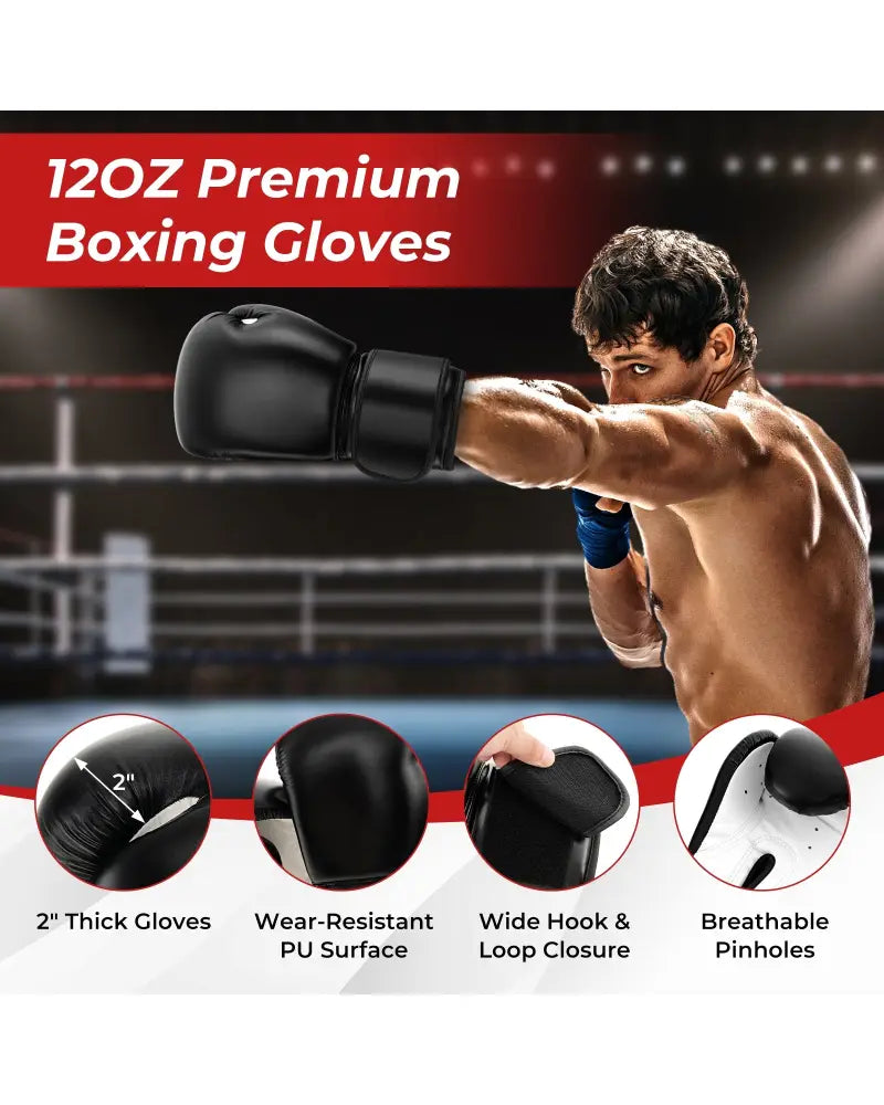 Freestanding Punching Bag 71 Inch Boxing Bag with 25 Suction Cups Gloves and Filling Base - Black - Boxing & Martial