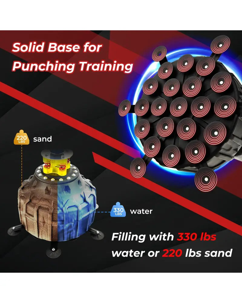Freestanding Punching Bag 71 Inch Boxing Bag with 25 Suction Cups Gloves and Filling Base - Black - Boxing & Martial